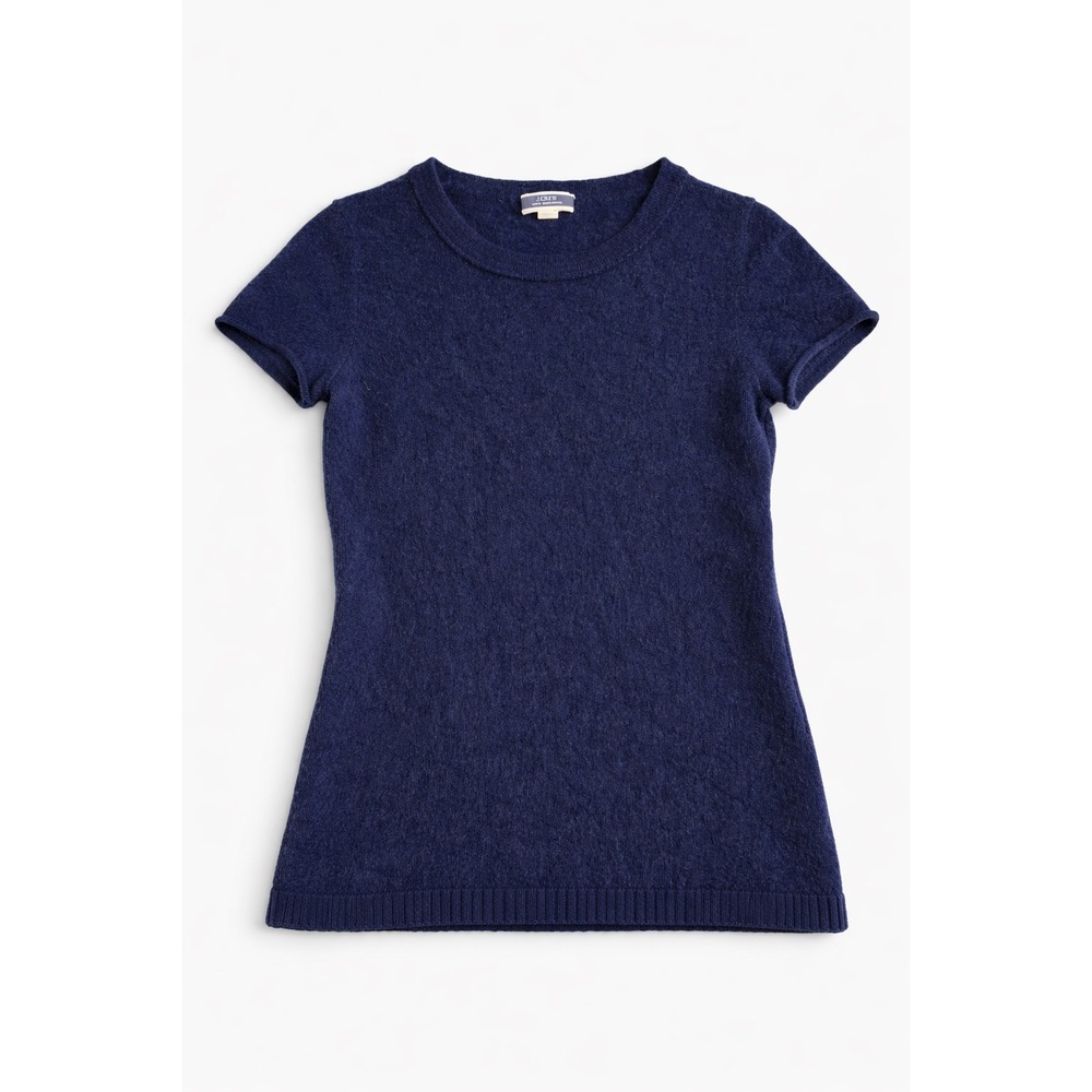 J Crew 100 Percent Cashmere‎ Short Sleeve Sweater Navy Blue Size M